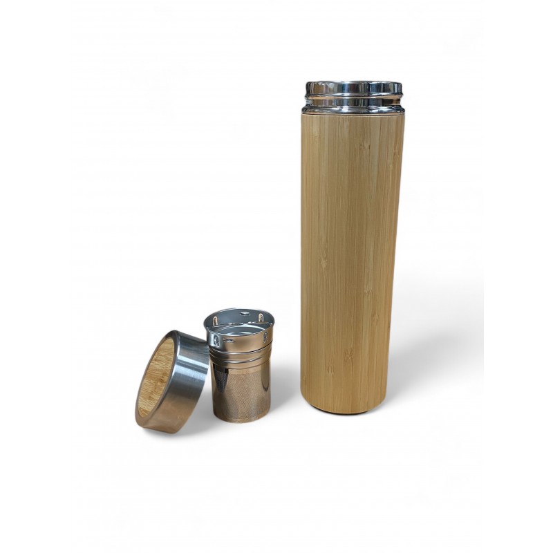 thermos  380ml modèle Bambou avec infuser en acier inoxydable.